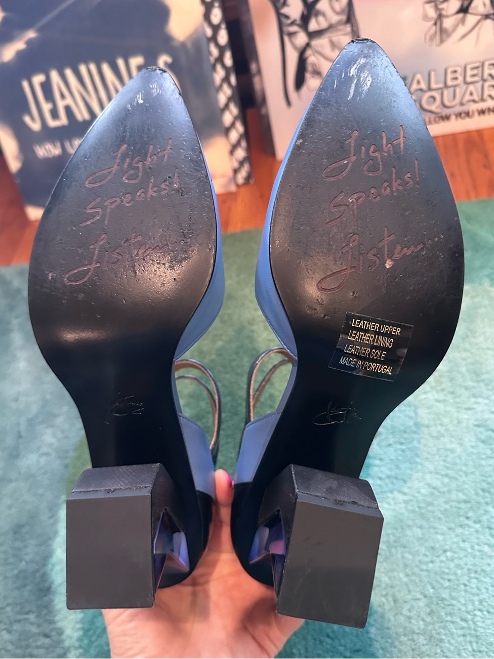 Fluevog LIKE NEW Modern Living Slant blue/patent 2-strap buckle heel-9.5 (fit 9) - Picture 15 of 15